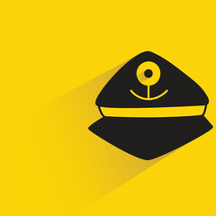captain cap with shadow on yellow background