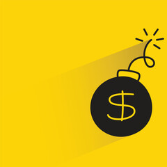 dollar bomb with shadow on yellow background
