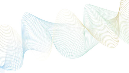 Abstract blue smooth wave on a white background. Dynamic sound wave. Design element. Vector illustration.