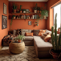 Illustration of small living room corner with modern design
