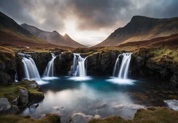 Fototapeta premium Ethereal Enclave: Isle of Skye's Fairy Pools Whispers.