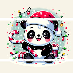 panda with a gift box at christmas © Karl Mathew