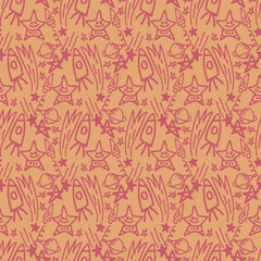 Seamless abstract pattern of hand-drawn elements for printing and design