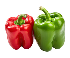 Bell peppers green and red on transparent background PNG