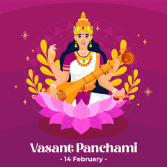 Happy Vasant Panchami Day. The Day of India Vasant Panchami Day illustration vector background. Vector eps 10