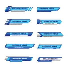 Set of TV banners and bars for news and sport channels, streaming and broadcasting. Lower third template. Collection of lower third for video editing