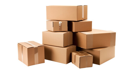 Stack of parcels boxes on transparent background PNG
