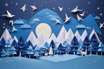 Origami Art - Winter Scenery