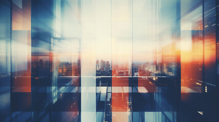 Blurred images of glass wall with city town background. modern abstract window - Powered by Adobe