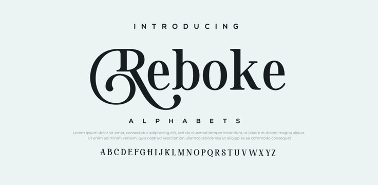 Naklejki Elegant Font Uppercase Lowercase and Number. Classic Lettering Minimal Fashion Designs. Typography modern serif fonts regular decorative vintage concept. vector illustration