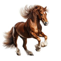 Rearing Horse on Hind Legs Isolated on Transparent or White Background, PNG