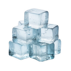 Ice Cubes Piled Up Isolated on Transparent or White Background, PNG