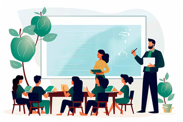 Generative AI illustration of a teacher at school