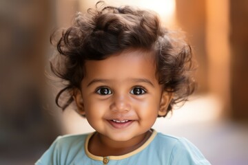 close up of a india baby smile at camera