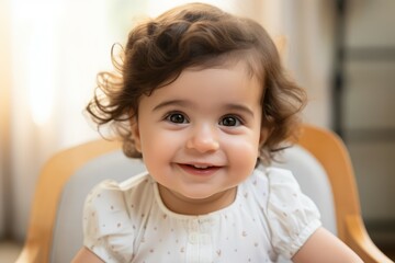 Fototapeta premium close up of a europa baby smile at camera