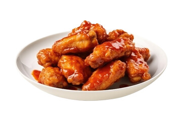wings chicken fried korean style on transparent background.