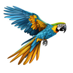 Fototapeta premium Flying Macaw Parrot Isolated on Transparent or White Background, PNG