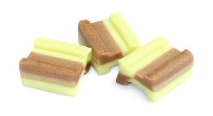 Tasty colorful bubble gums isolated on white