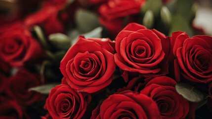 Close up of a bunch of red roses