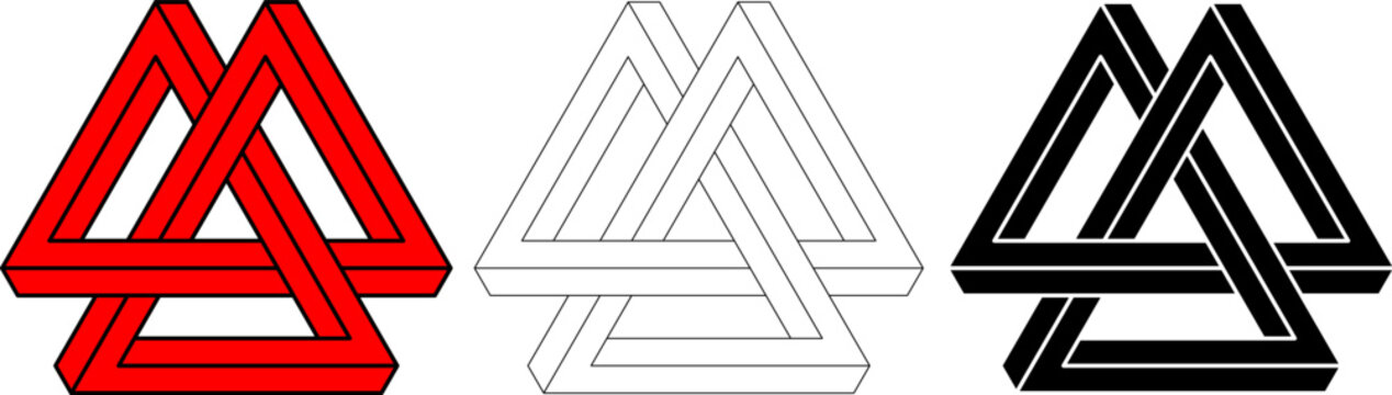 Valknut triple triangle illusion set