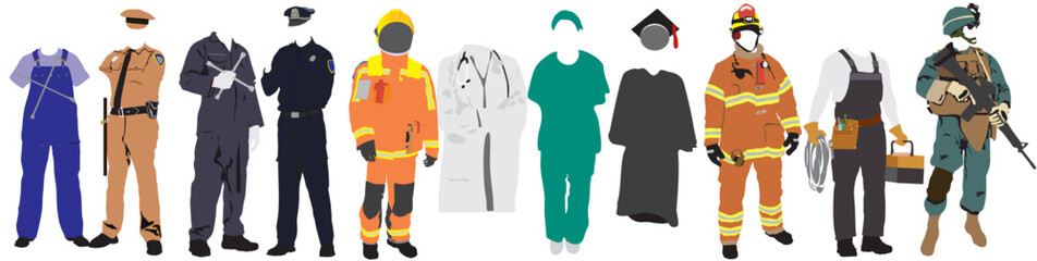 different uniform of different occupation