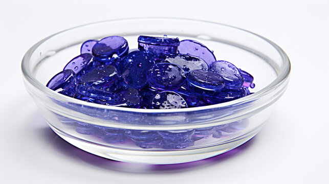 silicon carbide crystal in petri dish on white background