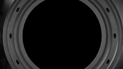Transition of 3D Animated Metal Vault Door Unlocks, Zoomed In To Fade Into A Transparent Transition.