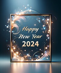 Fototapeta na wymiar Happy new year 2024 magical frame.