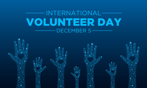 International volunteer day is observed every year on the 5th december . Vector template for banner, greeting card, poster with background. Vector illustration.
