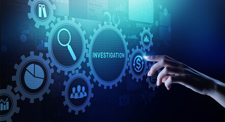 Investigation inspection audit business concept on virtual screen.