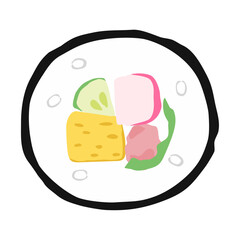 巻き寿司の断面イラスト【カニカマ／ネギトロ恵方巻】