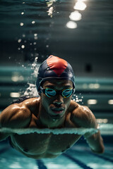 Closeup portrait of Man in the pool