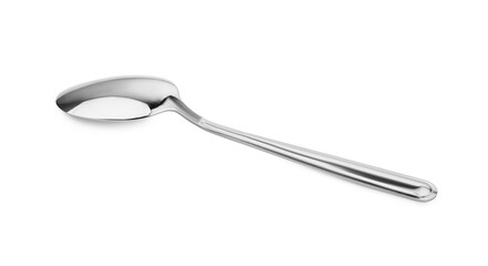 One new clean spoon isolated on white
