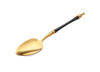 Elegant shiny golden spoon isolated on white