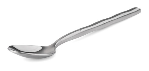 One new shiny spoon isolated on white