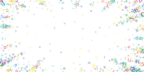 Falling letters of English language. Colorful