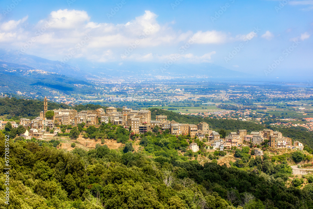 Wall mural view of the beautiful city of venzolasca on corsica