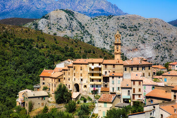 Fototapeta na wymiar View of the Beautiful Old Village of Omessa on Corsica, France