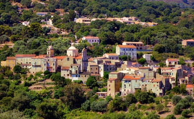 Fototapeta na wymiar View of the Village of Cateri on Beautiful Corsica