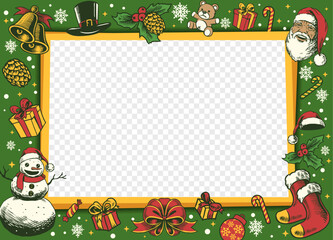 Christmas Border Frame With Christmas Object Transparent