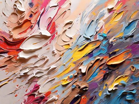 Experimenta la fascinante mezcla de arte digital y tradicional con un vibrante fondo abstracto de pincel al &oacute;leo