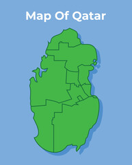 Detailed map of Qatar country in green vector illustration
