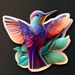 Lebendige Energie im Flug: Kolibri-Sticker - obrazy, fototapety, plakaty