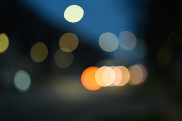 evening city street lights defocused background