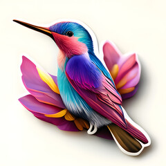 Lebendige Energie im Flug: Kolibri-Sticker - obrazy, fototapety, plakaty