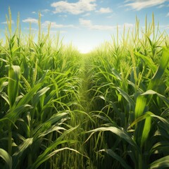 Fototapeta premium AI-generated image of cover crops including corn and yearly grass as a yearly cover crop in MidJourney.