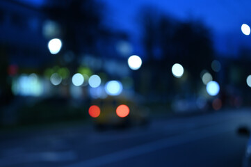 evening city street lights defocused background