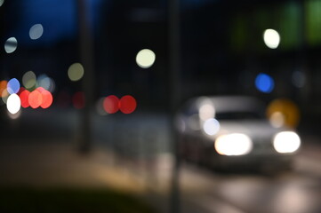 evening city street lights defocused background