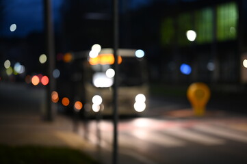 evening city street lights defocused background