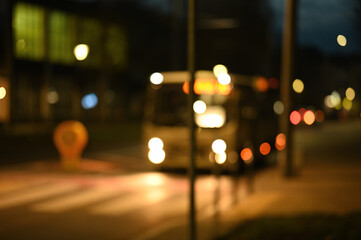 evening city street lights defocused background